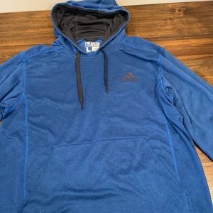 Men’s large blue adidas hoodie with dark gray logo